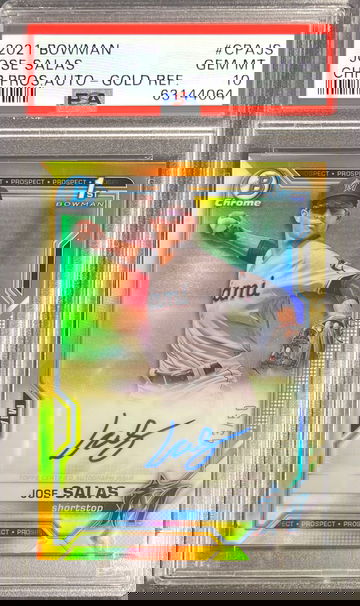 2021 Bowman Chrome Jose Salas Gold Refractor Auto Autograph PSA 10 Gem Mint 
