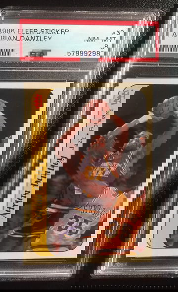 1986 Fleer Adrian Dantley Sticker PSA-8 NM-MT.    Brand new PSA slab.