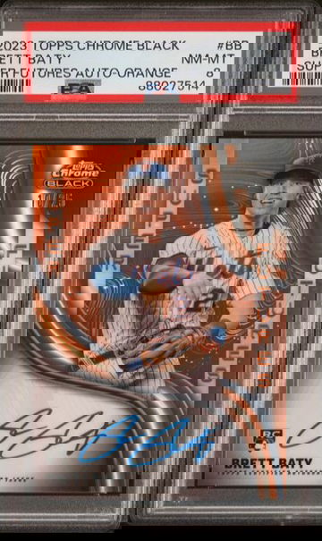 2023 Topps Chrome Black Brett Baty Super Futures Autograph Orange #/25 #BB PSA 8 [BL-3B.22]