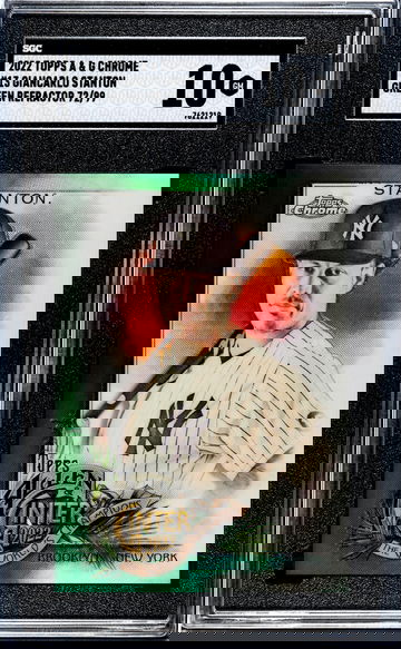 2022 Topps A & G Chrome #13 Giancarlo Stanton Green Refractor /99 SGC 10