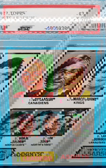 1977 TOPPS HOCKEY #2 ASSIST LEADERS PSA 5 LAFLEUR DIONNE