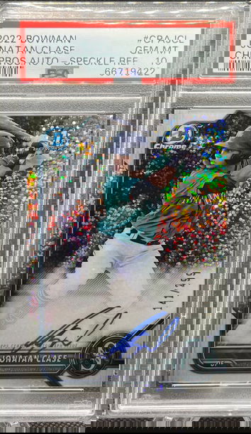 Jonatan Clase speckle 2022 Bowman chrome auto refractor /299 PSA 10