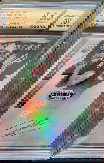 2014 Panini Contenders Championship Rookie Ticket /49 #214A Derek Carr BGS 9.5 Rookie Auto