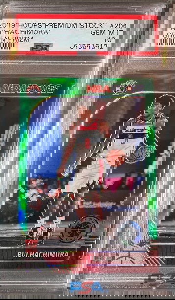 2019 Hoops Premium Rui Hachimura PSA 10 Green Prizm #206 RC rookie card