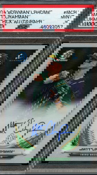 2014 Bowman Chrome Draft Auto Matt Chapman PSA 9 Mint Rookie