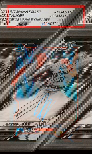 2021 Bowman Draft Chrome B/W RayWave Refractor Jackson Jobe #CDA-JJ Auto PSA 10