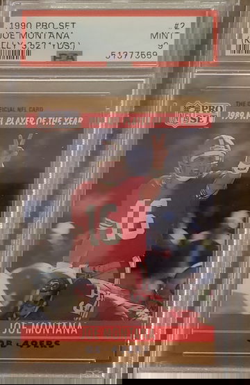 1990 Pro Set Joe Montans 3,521 yd error PSA 9