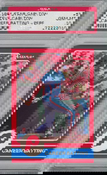 1984 Star Steve Carlton Career Batting - Perf PSA 10 Gem -Mint