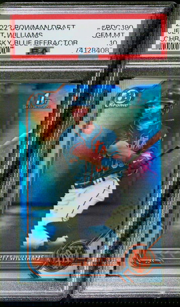 2022 Bowman Draft Sky Blue Refractor Jett Williams #BDC-190 PSA 10