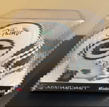 JORDAN LOVE Signed 2024 Alternate White Speed Mini Helmet NIKE Visor AUTO BAS