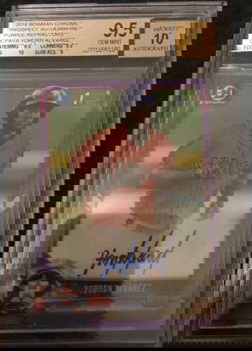 2018 Bowman Chrome Yordan Alvarez Purple Refractor Autograph BGS 9.5/10 auto