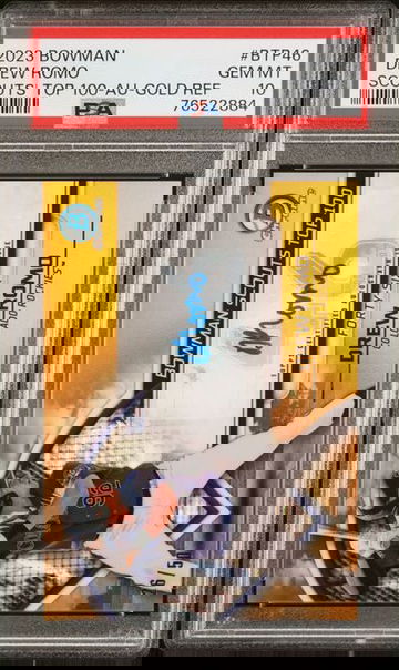 2023 BOWMAN CHROME - DREW ROMO - SCOUTS TOP 100 GOLD REFRACTOR /50 AUTO PROSPECT - PSA 10 GEM MINT