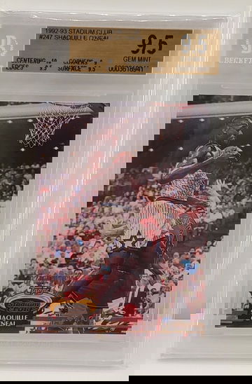 SHAQUILLE O'NEAL 1992-93 STADIUM CLUB BGS GEM 9.5 PERFECT CENTER