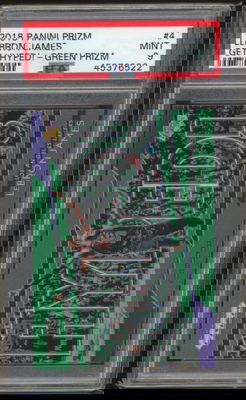 2018 Panini Prizm Lebron James Get Hyped Green PSA 9