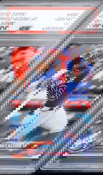 PSA 10 - 2018 TOPPS RONALD ACUNA JR RC #698 BAT DOWN