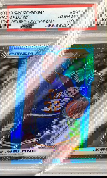 2013-14 Panini Prizm #241 Karl Malone Light Blue Die Cut /199 PSA 10