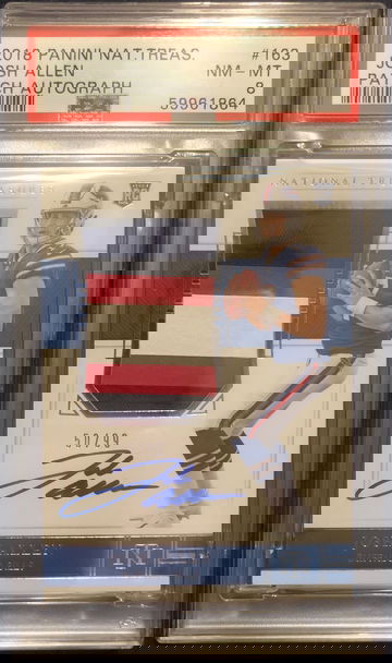 2018 Panini National Treasures Josh Allen RC RPA Rookie Patch Auto #163 50/99 PSA 8