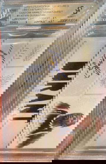 2012-2013 Kevin Durant National Treasures Timeline Materials BGS 9 Patch Auto