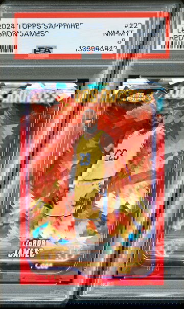 2024 Topps Chrome Sapphire LeBron James Red Refractor 5/5 Lakers SSP PSA 8 NM-MT