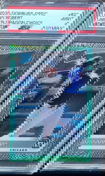 2020 LUIS ROBERT JR Panini Donruss Optic GREEN DRAGON CHOICE PRIZM 48/84 PSA 9 POP 15 Rookie RC #62 