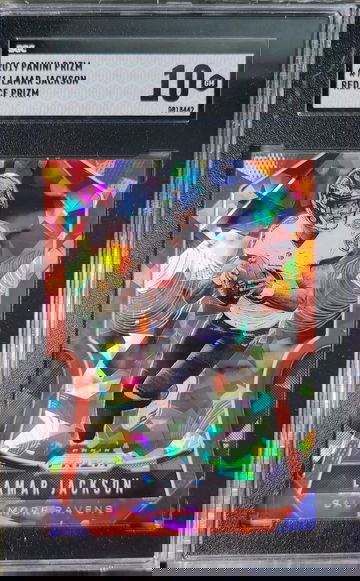 2019 Panini Prizm Lamar Jackson Red Cracked Ice SGC 10