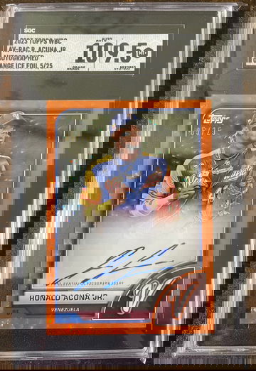 2023 Topps World Baseball Classic Ronald Acuna Jr. Orange Ice Foil Auto/25 Pop 1 Acuña