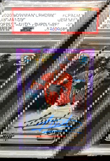 2020 Bowman Chrome Luis Matos Purple Refractor Auto /250 PSA 10 low pop
