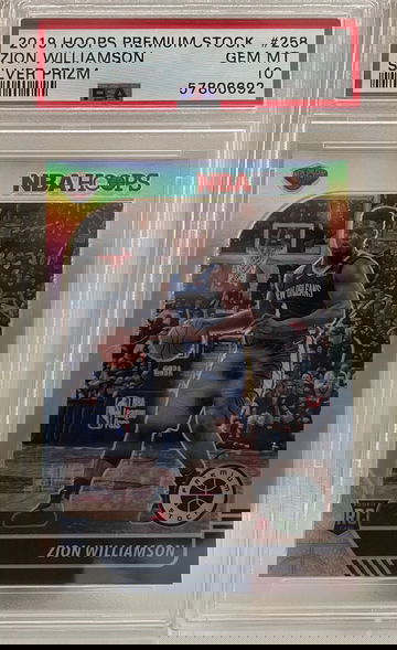 2019-20 Zion Williamson Silver Prizm PSA 10 #258 NBA Hoops Premium Rookie RC Pelicans