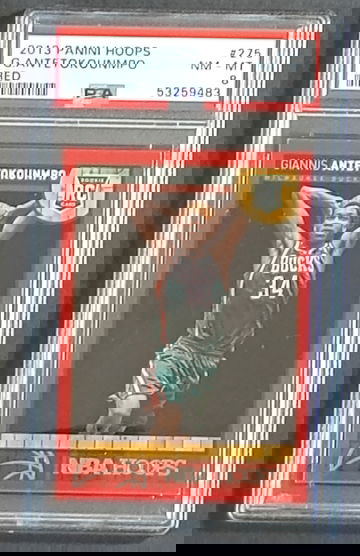 2013-2014 Giannis Antetokounmpo 275 - NBA Hoops Panini - Red Border -PSA 8 