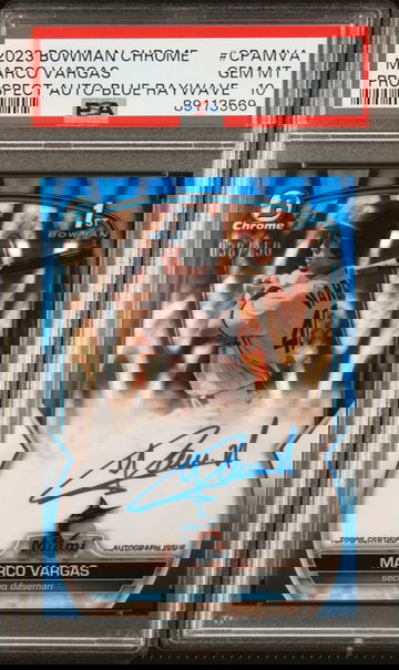 2023 Bowman Chrome Blue RayWave Marco Vargas #CPA-MVA Auto /150 PSA 10