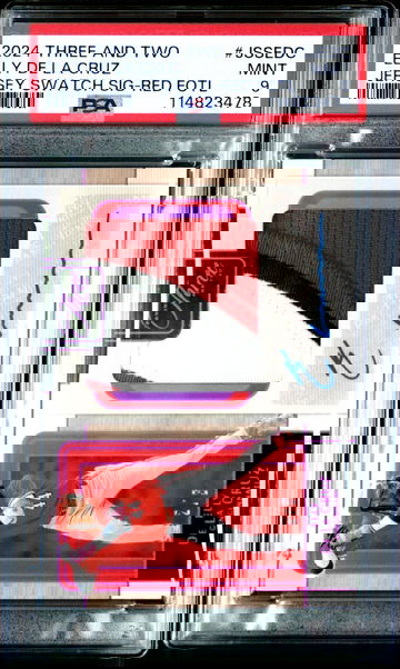 2024 Panini Three and Two Jersey Swatch Signatures Red Fotl Elly De La Cruz #JSSEDC /3 PSA 9