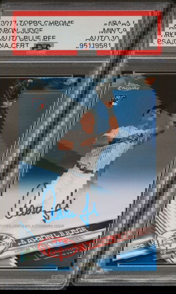 2017 TOPPS CHROME AARON JUDGE BLUE REFRACTOR ROOKIE AUTO RC PSA 9 10 AUTO