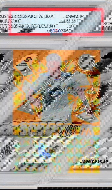 PSA 10 2022 Panini Mosaic La Liga Vinicius Jr. Scripts Fluorescent Orange #/25