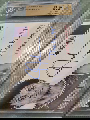 JUSTIN JACKSON 2017-18 ENCASED RED "JJACKS_44" BGS 9.5/10 ROOKIE ENDORSEMENTS #'d 25/25