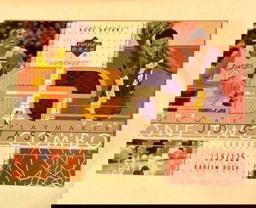 2002-03 UD Glass One Two Combo Kobe Bryant, Kareem Rush ROOKIE RC 119/125 JERSEY MINT