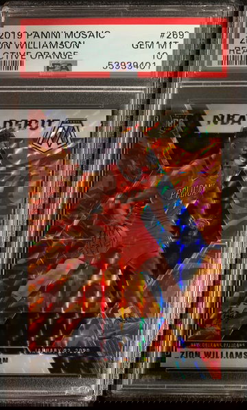 2019 Panini Mosaic Zion Williamson Reactive Orange PSA 10