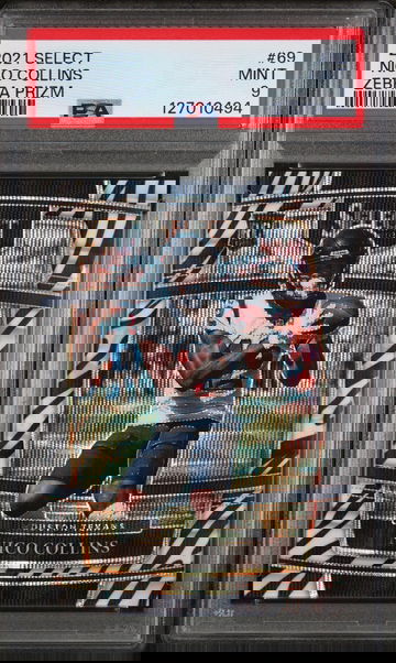 2021 Panini Select Zebra Prizm Nico Collins #69 PSA 9