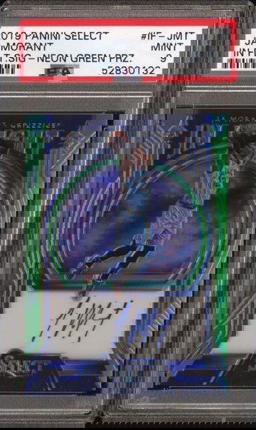 2019 Panini Select Ja Morant Rookie Auto In Flight Signature- Neon Green Prizm 02/49