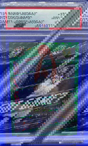 2019 Panini Mosaic GIANNIS ANTETOKOUNMPO Got Game Green Prizm SP #25 Mint PSA 9