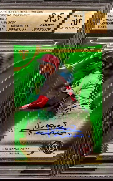 2018 Topps Triple Threads Juan Soto Auto RC Emerald #/50 BGS 9.5 Gem + Auto 10