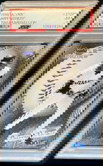 1998 Fleer Ultra Barry Bonds Platinum Medallion #77/100 Giants PSA 7