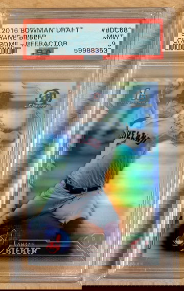 Shane Bieber 2016 Bowman Chrome 1st Refractor BDC68 PSA 9 Mint