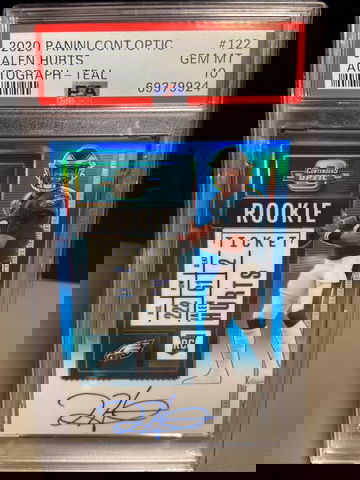 2020 Contenders Optic Jalen Hurts Auto Teal PSA 10