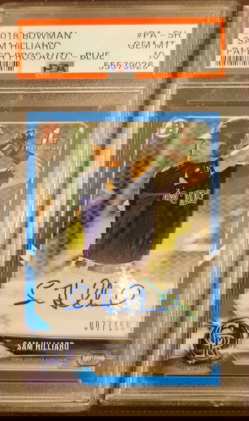 Sam Hilliard 2018 Bowman Paper Blue Auto #/150 PSA 10