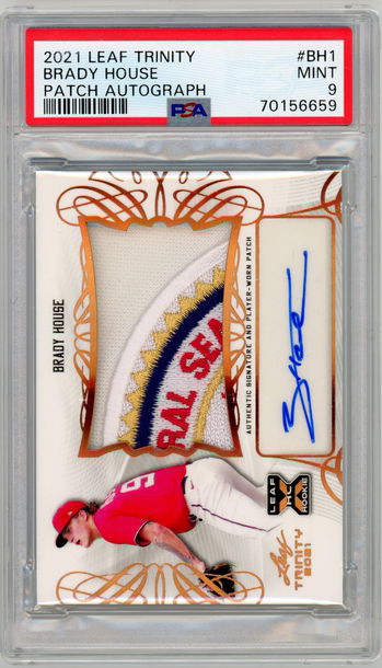 2021 Leaf Trinity Brady House RPA Rookie Patch Auto Logo Patch PSA 9 MINT