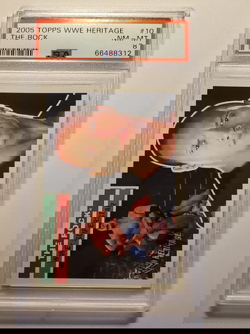 2005 THE ROCK TOPPS WWE HERITAGE #10 PSA 8