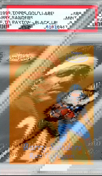 1999 TOPPS GOLD LABEL RACE TO PAYTON BARRY SANDERS #R8 BLACK LABEL PSA 9 MINT