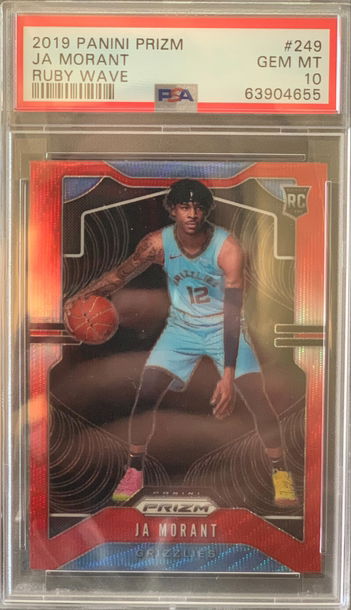 2019-20 Panini Prizm Ruby Wave Ja Morant PSA 10