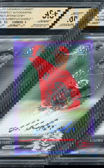 2017 BOWMAN CHROME Vladimir Gutierrez REDS ROOKIE PROSPECT AUTO 1ST BECKETT 9.5 PURPLE /250!