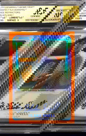 2011 Bowman Chrome Draft Blake Snell Orange Refractor Auto RC /25, BGS 9.5 10